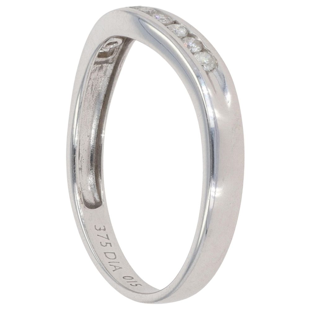 9ct White Gold 0.20ct Diamond Wishbone Ring