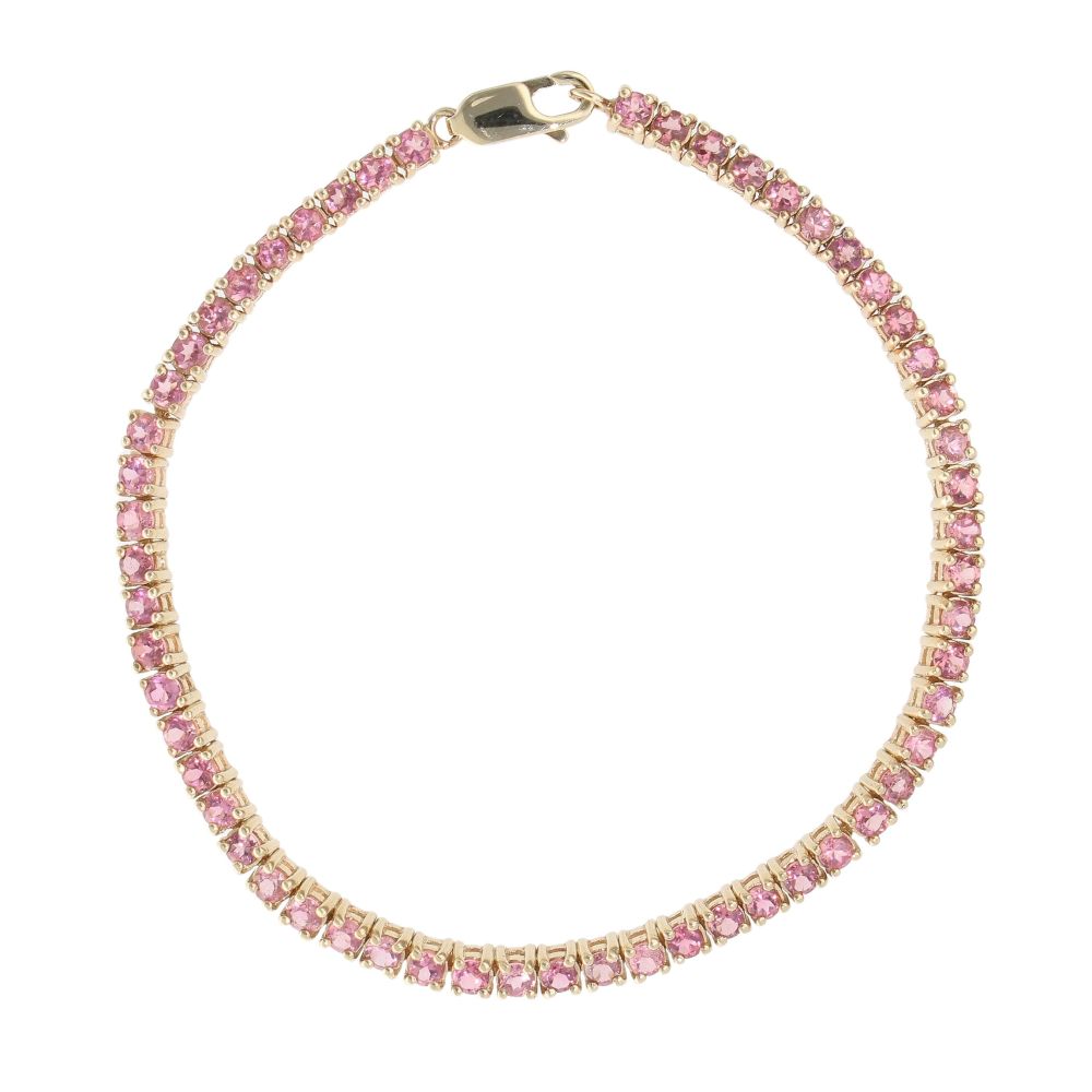 9ct Yellow Gold Pink Topaz Tennis Bracelet 8" Ramsdens Jewellery