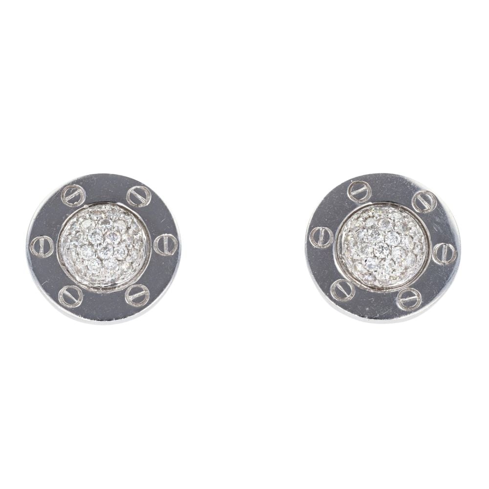 18ct White Gold Dome Pave Diamond Earrings