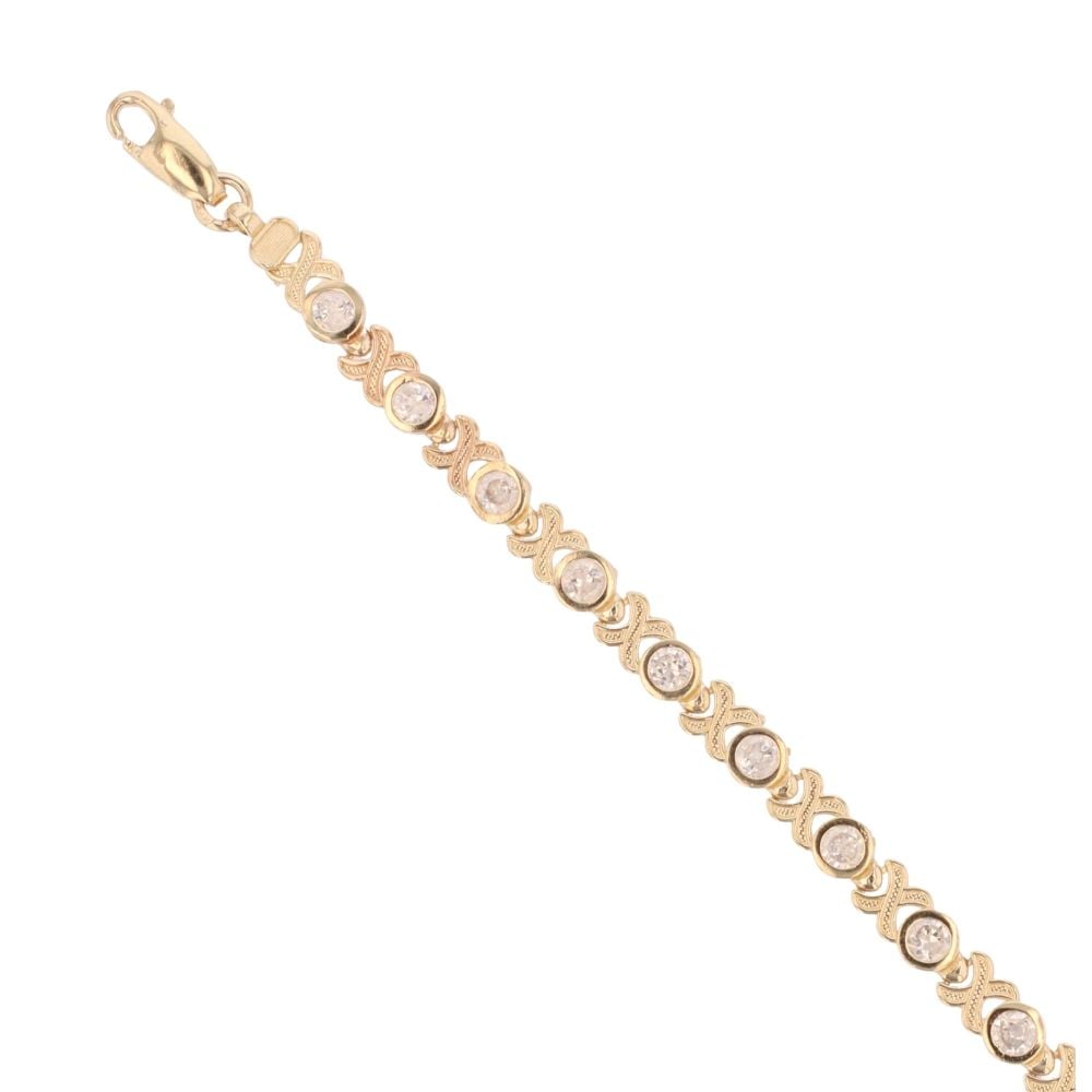 9ct Yellow Gold Cubic Zirconia Bracelet 8.5"