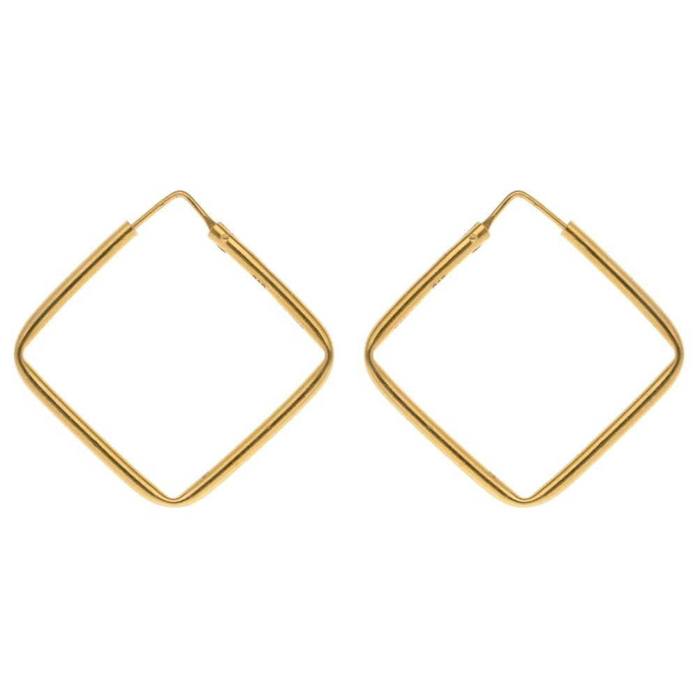 22ct Yellow Gold Classic Plain Square Hoop Earrings