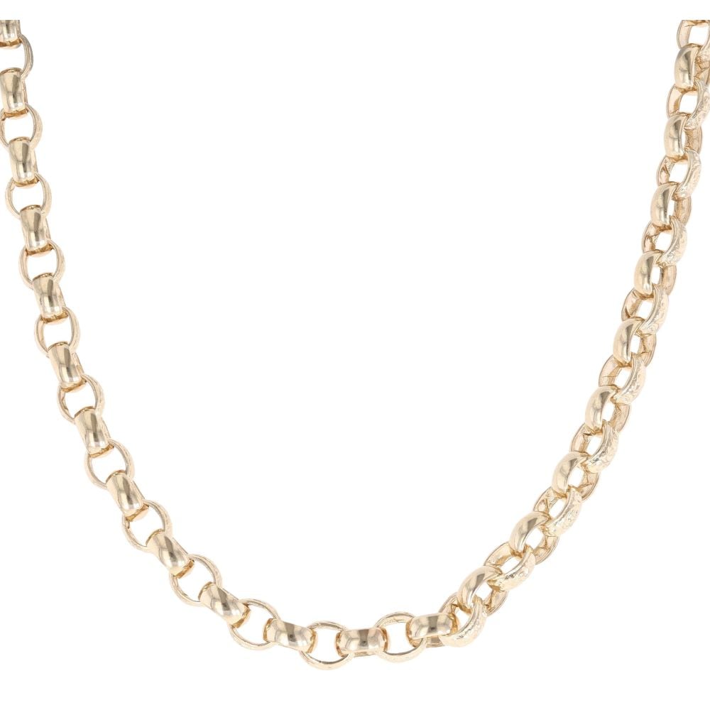9ct Yellow Gold Patterned And Plain Belcher Chain 24"
