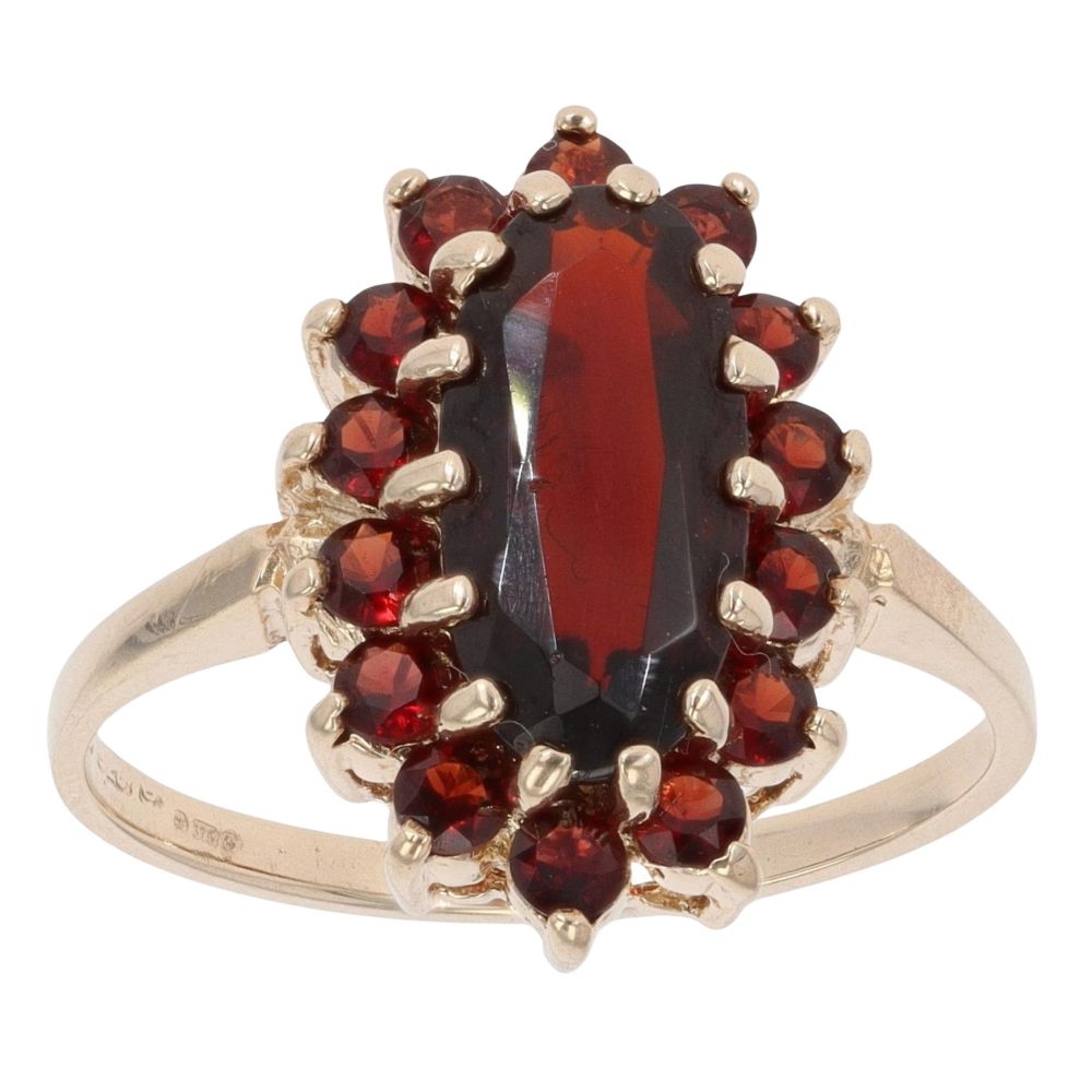 9ct Yellow Gold Garnet Cluster Ring RAMS971349451044 | Ramsdens Jewellery