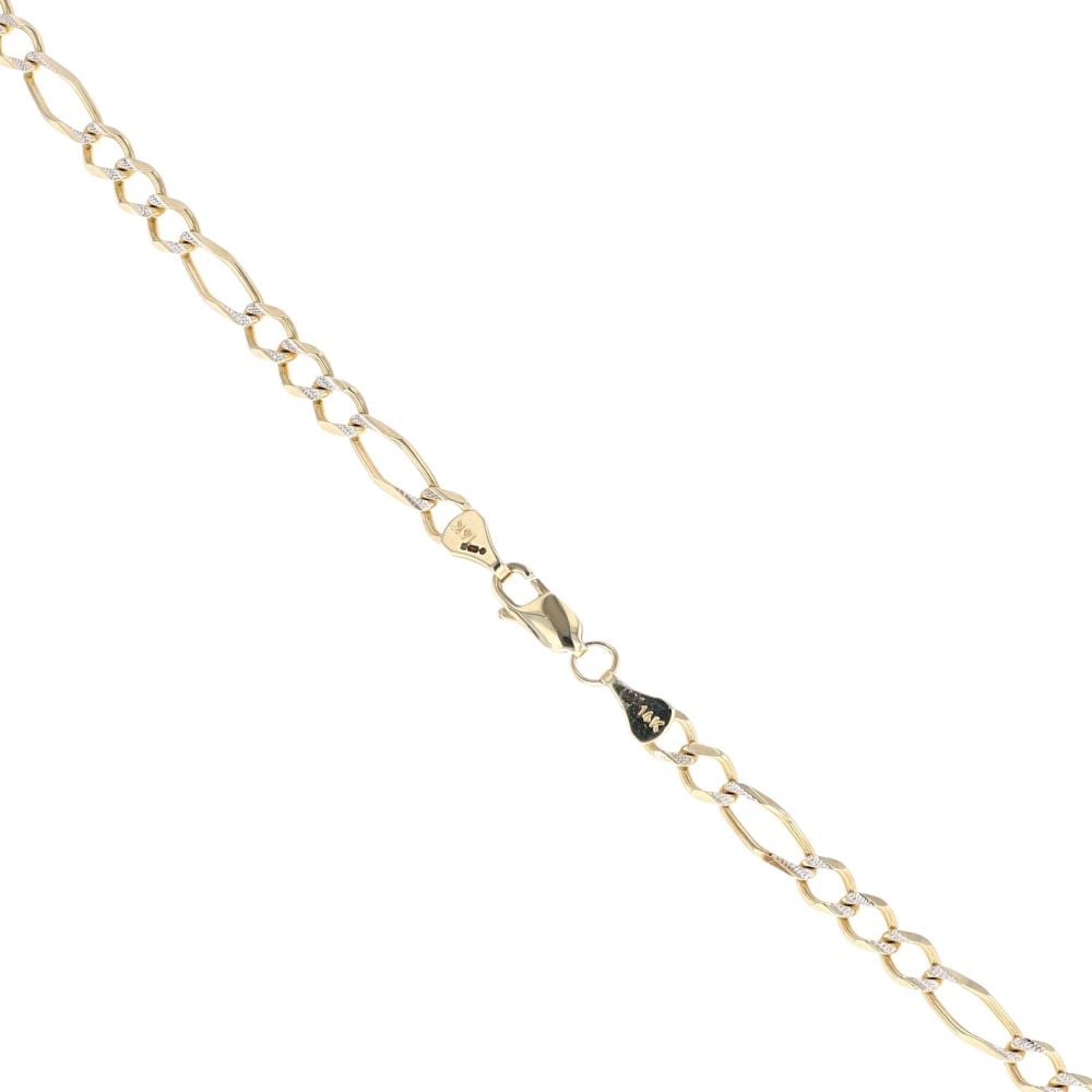 14ct Yellow And White Gold Figaro Chain 22"