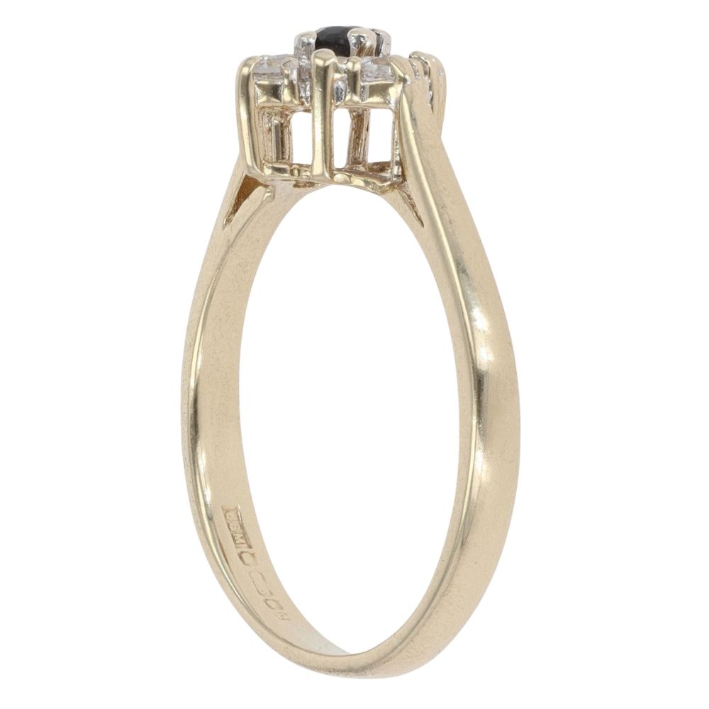 9ct Yellow Gold Cubic Zirconia and Sapphire Cluster Ring