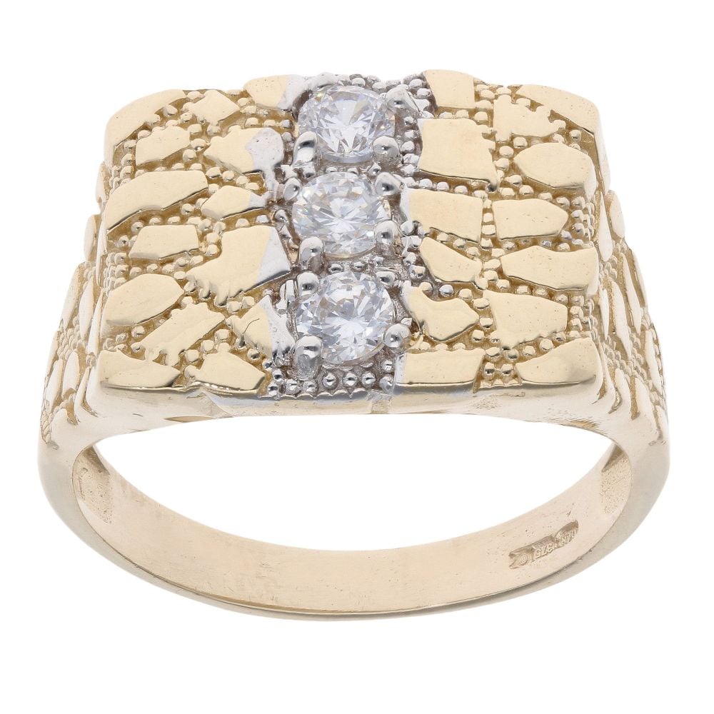 9ct Yellow Gold Cubic Zirconia Nugget Ring