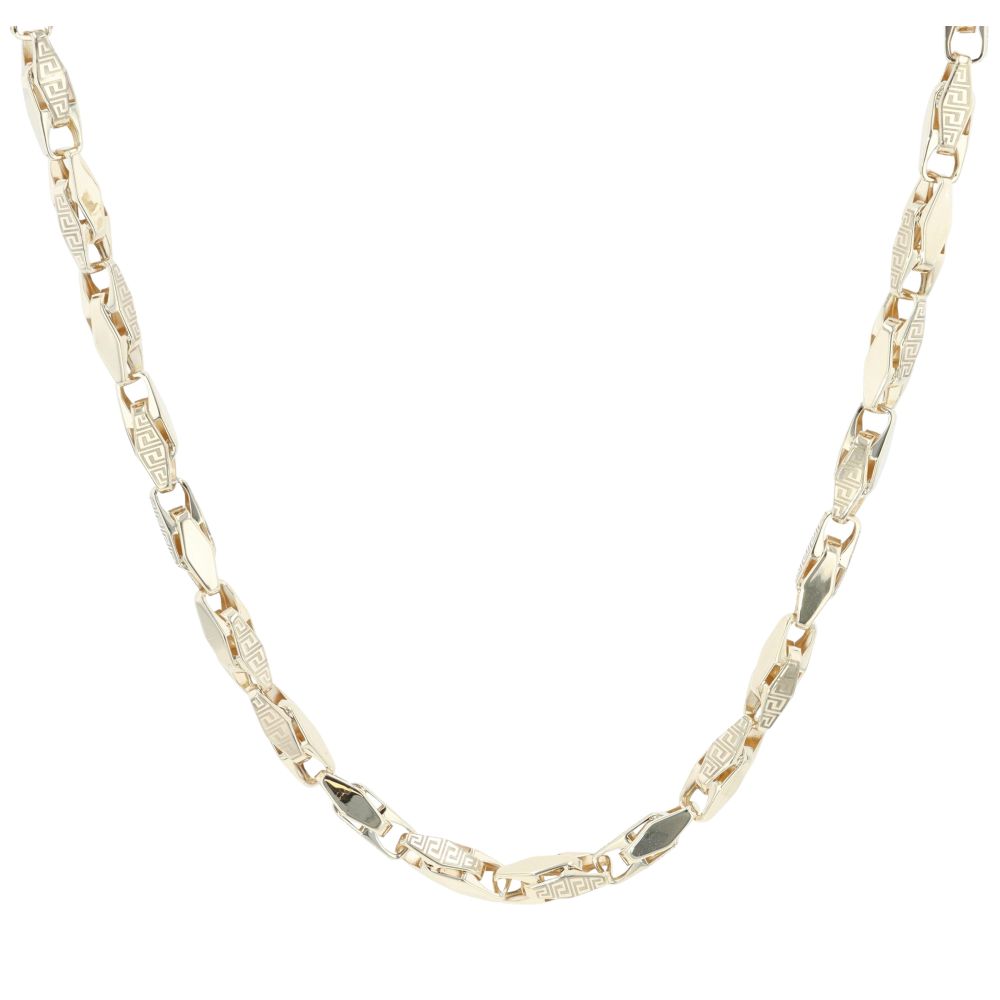 14ct Yellow Gold Greek Key Fancy Chain 22