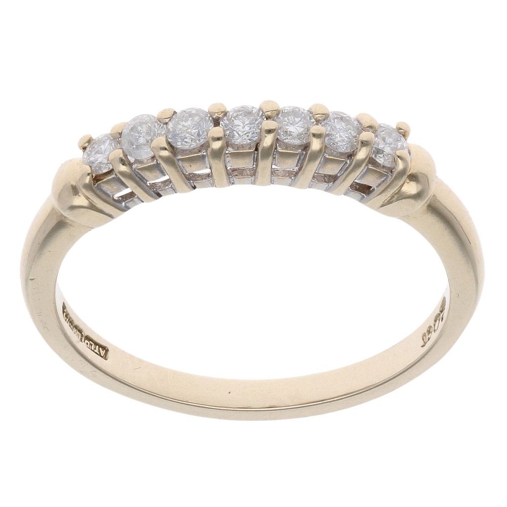 9ct Yellow Gold 0.20ct Simulated Diamond 7 Stone Eternity Ring, Sizes J To S, UK Made