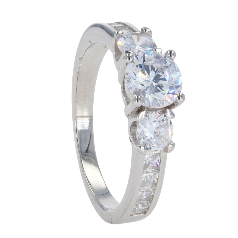 Triplet Cubic Zirconia Stone Ring main image 0