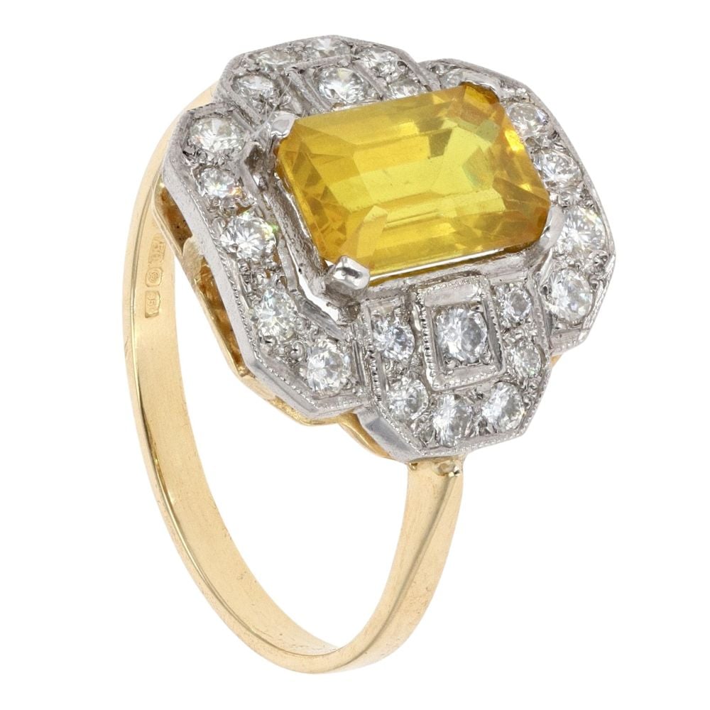 18ct Yellow Gold Yellow Sapphire And 0.50ct Diamond Ring