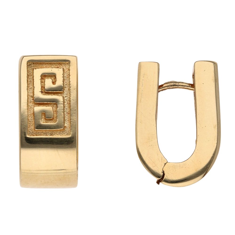 18ct Yellow Gold Patterned Clip Stud Earrings