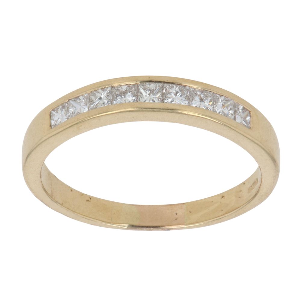 14ct Yellow Gold 0.50ct Princess Cut Diamond Half Eternity Ring ...