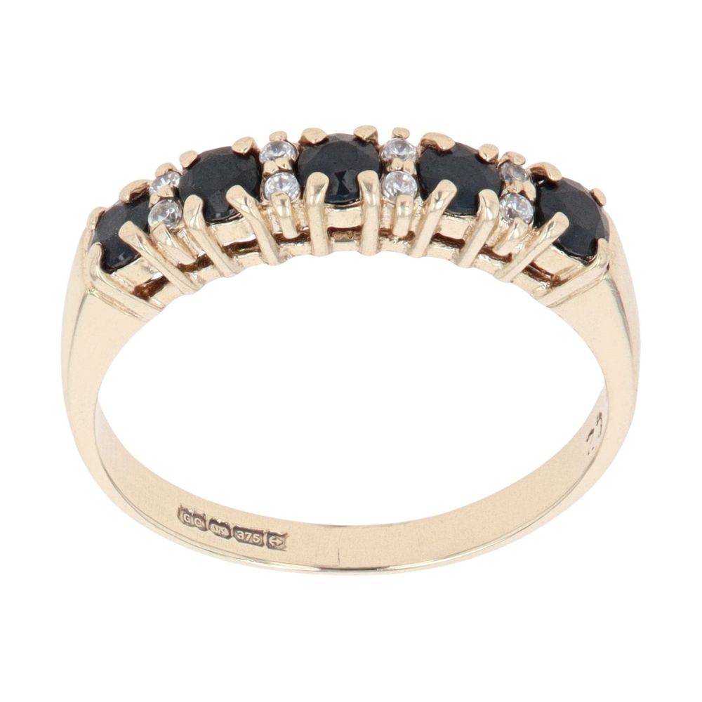 9ct Yellow Gold Sapphire And Cubic Zirconia Ring RAMS773344903004