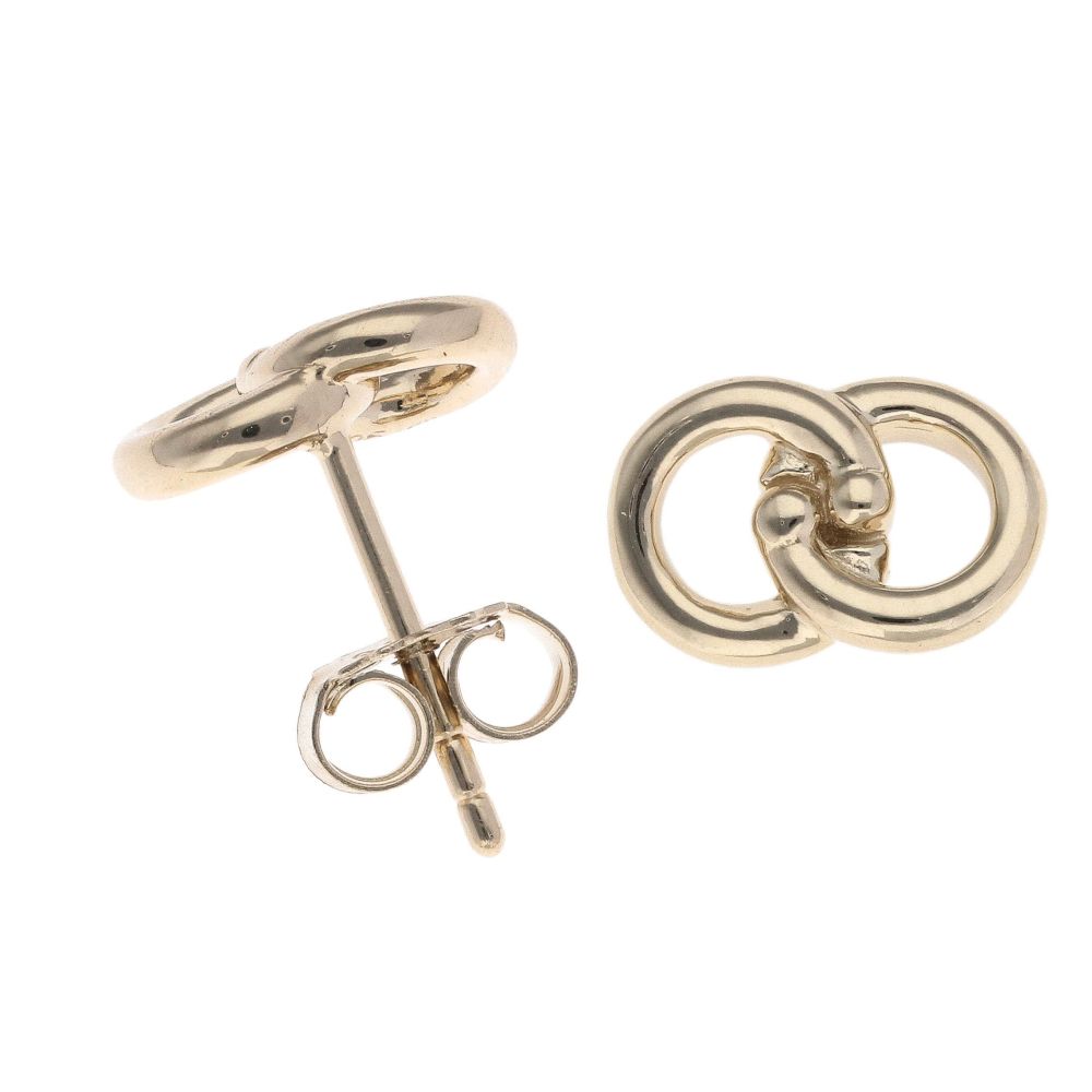 925 Sterling Silver Gold Plated Entwined Circles Earrings