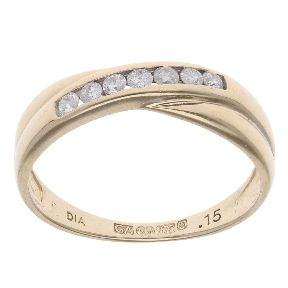 9ct Yellow Gold 0.15ct Diamond Crossover Ring