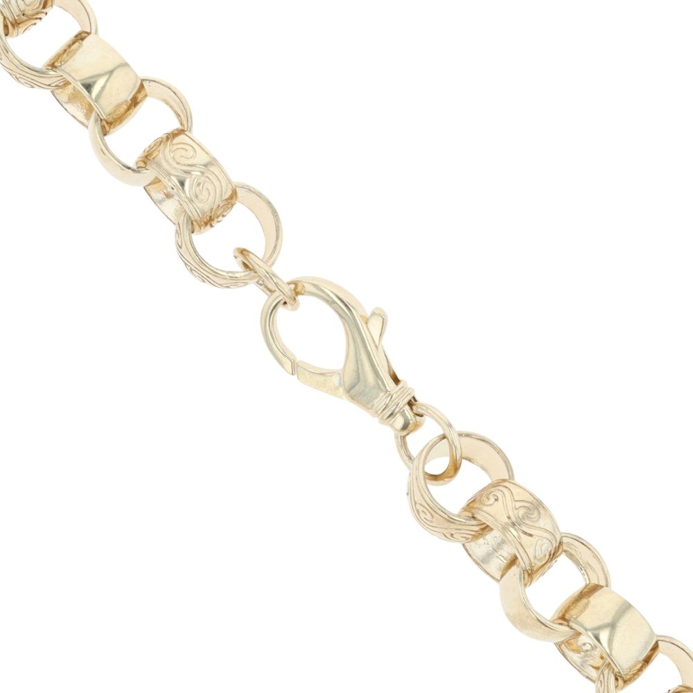 9ct Yellow Gold Patterned And Plain Belcher Chain 24"