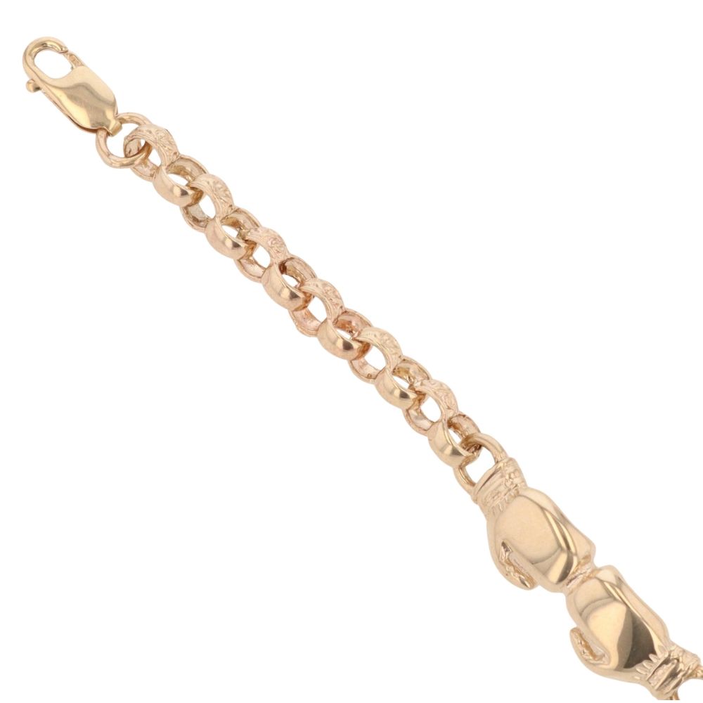 9ct Gold CZ Baby/Kids Belcher Triple Boxing Glove Bracelet