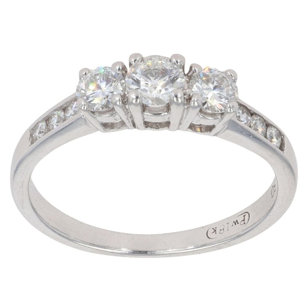 18ct White Gold 0.50ct Brilliant Cut Diamond Trilogy Ring