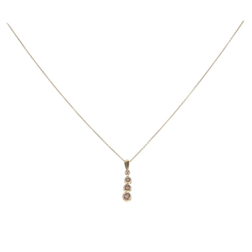 9ct Yellow Gold 0.25ct Brilliant Cut Tinted Diamond Trilogy Pendant And Chain 18"
