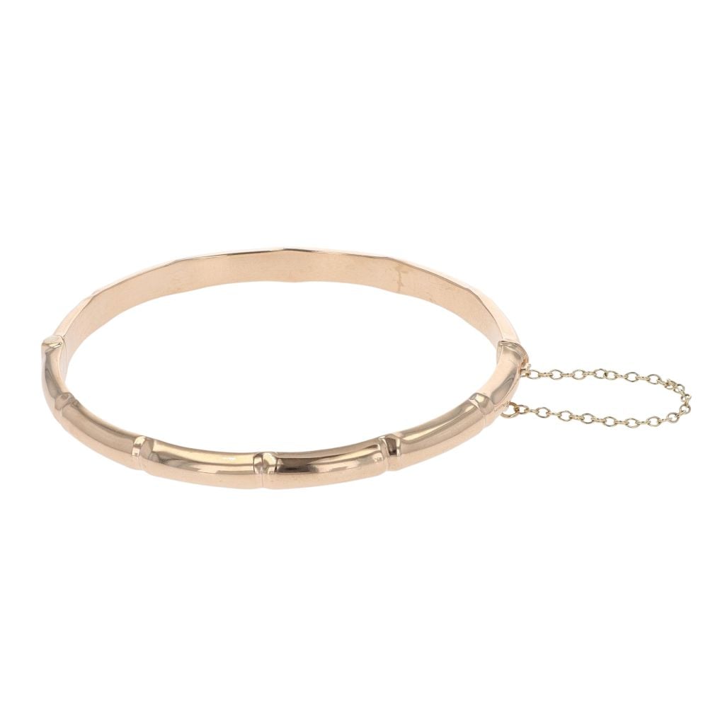 9ct Yellow Gold Bamboo Patterned Hinged Bangle