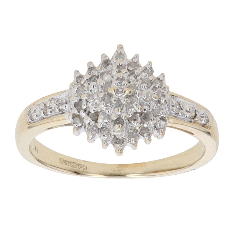9ct Yellow Gold 0.25ct Diamond Cluster Ring