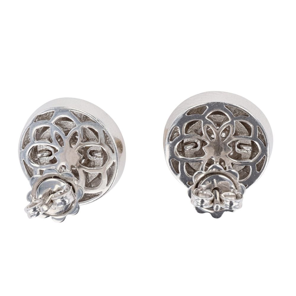 18ct White Gold Dome Pave Diamond Earrings