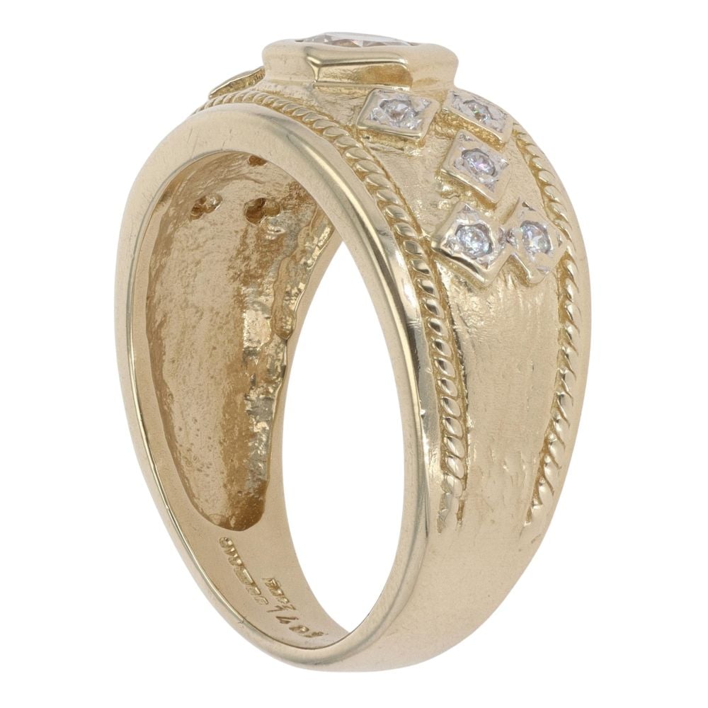 14ct Yellow Gold Cubic Zirconia Signet Ring