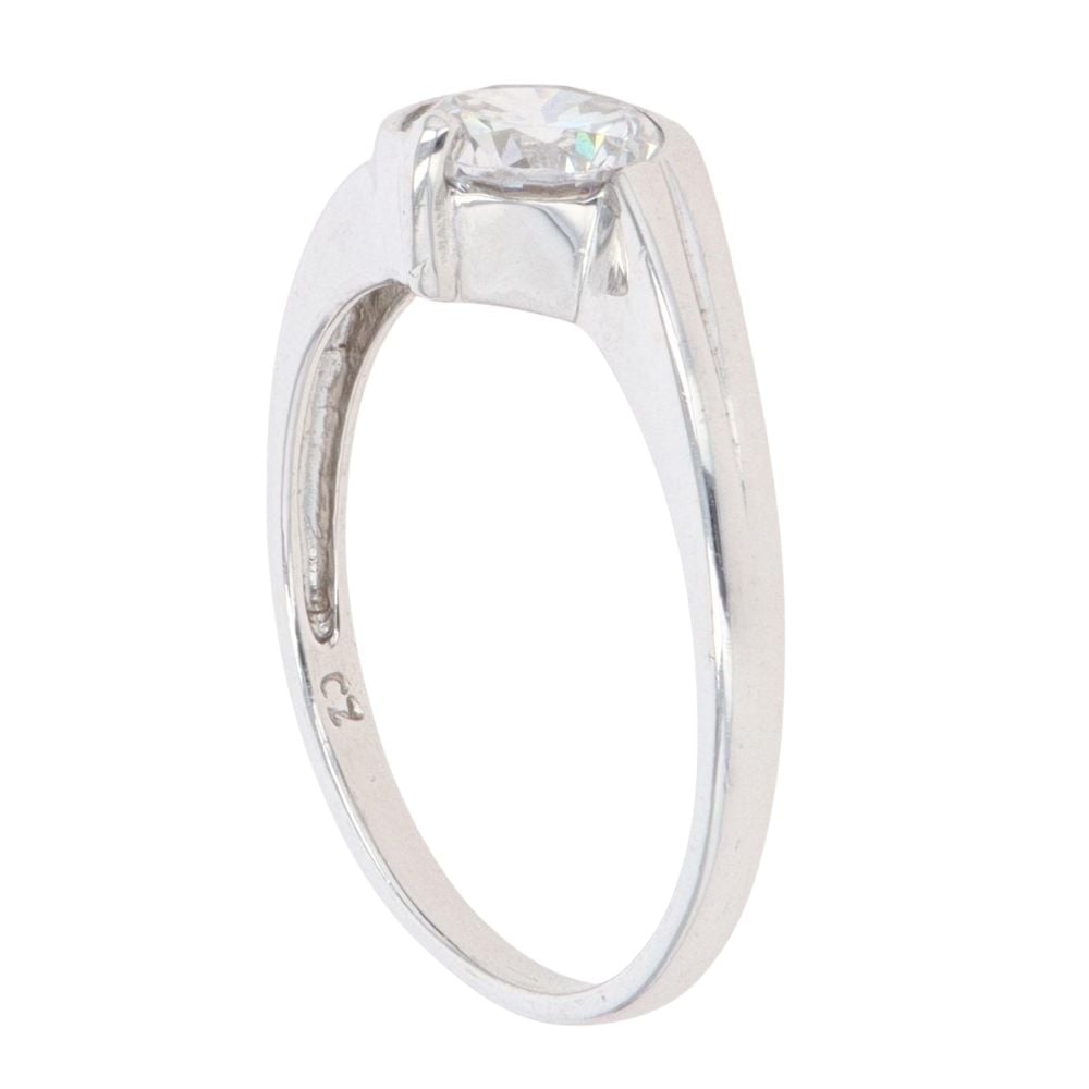 9ct White Gold Cubic Zirconia Solitaire Twist Ring