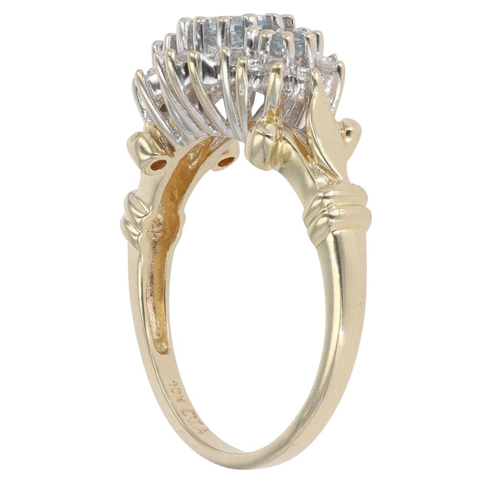 9ct Yellow Gold 0.10ct Diamond And Blue Gemstone Cluster Ring