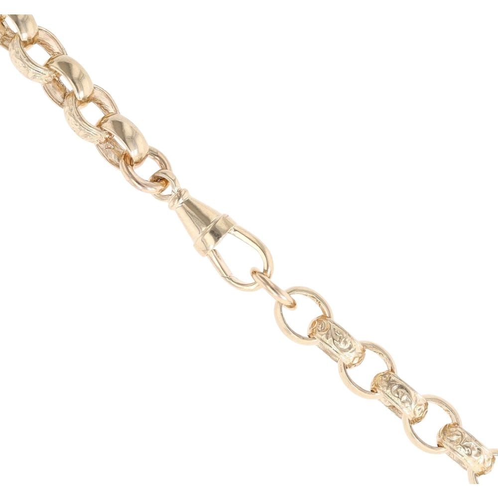 9ct Yellow Gold Patterned And Plain Belcher Chain 24"