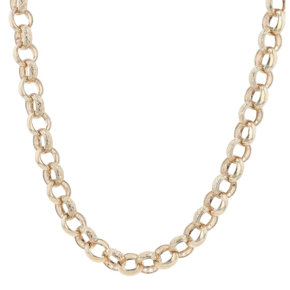 8mm Gold Line Pattern Classic Belcher Chain Necklace