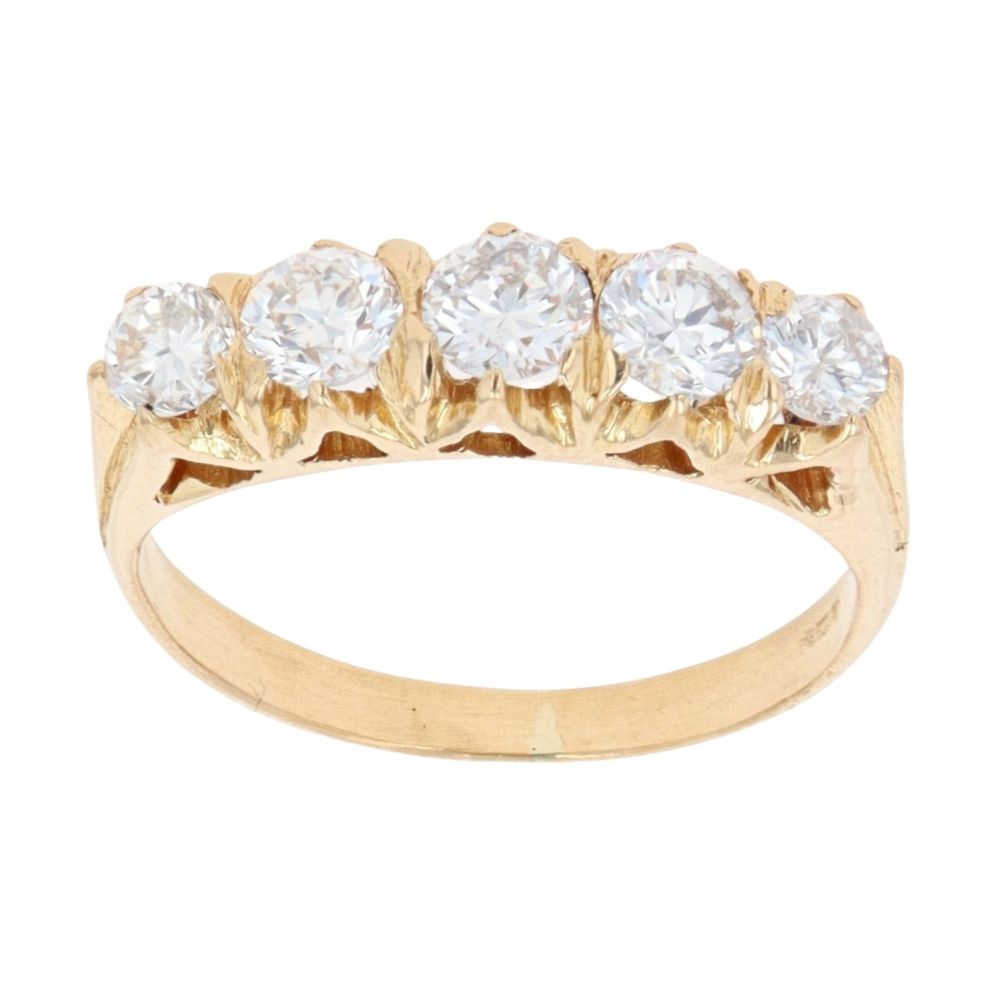 18ct Yellow Gold 1.00ct Brilliant Cut Diamond Five Stone Ring