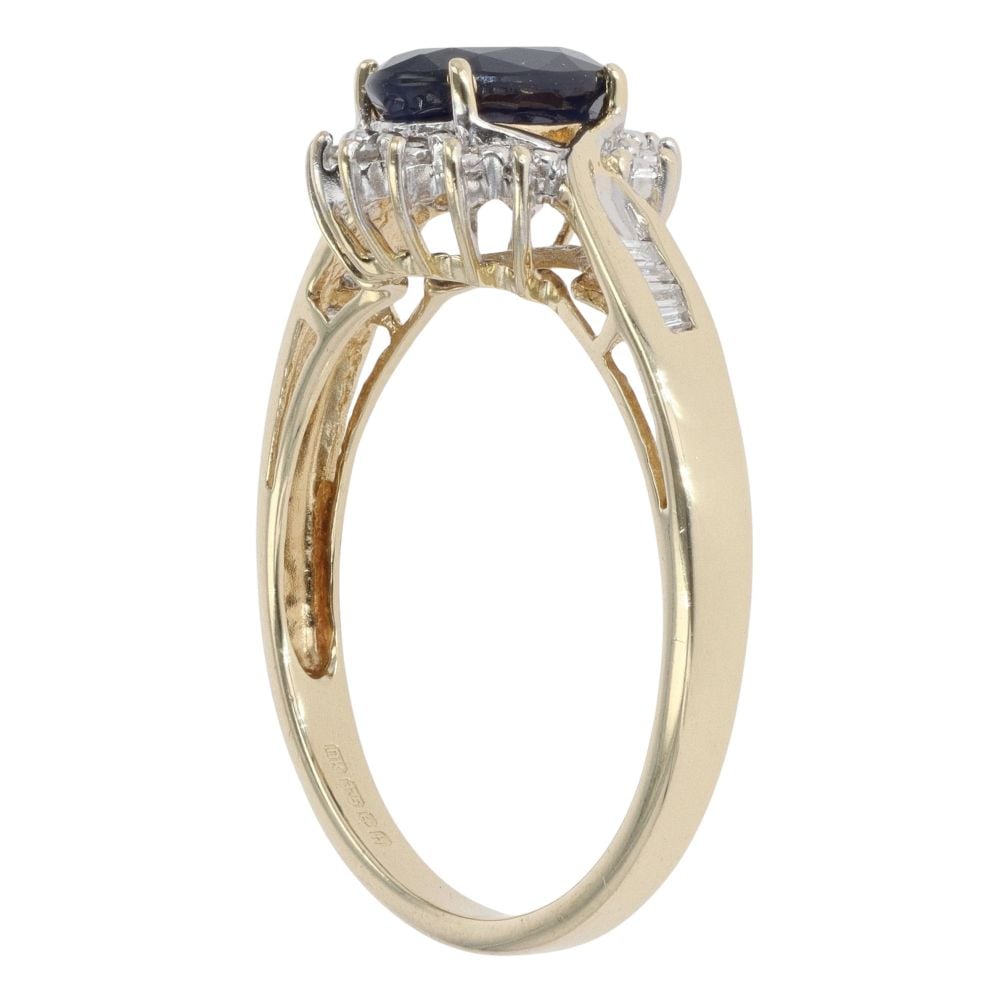 9ct Yellow Gold 0.10ct Diamond and Sapphire Cluster Ring