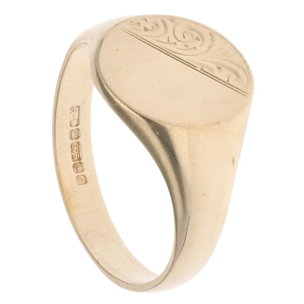 9ct Yellow Gold Filigree Patterned Signet Ring
