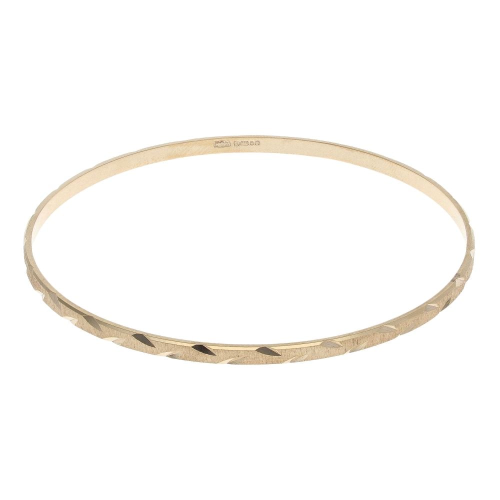 9ct Yellow Gold Diamond Cut Bangle