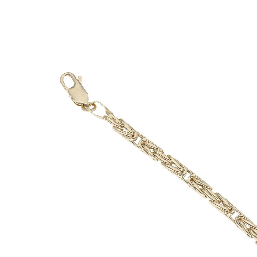 14ct Yellow And White Gold Cubic Zirconia Bar And Byzantine Bracelet 8.5"