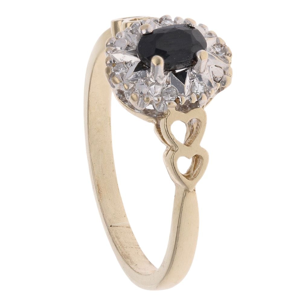 9ct Yellow Gold 0.05ct Diamond and Sapphire Cluster Ring