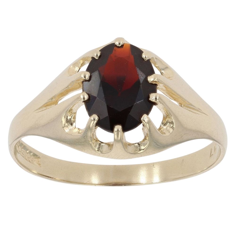 9ct Yellow Gold Garnet Signet Ring RAMS752352476012 | Ramsdens Jewellery