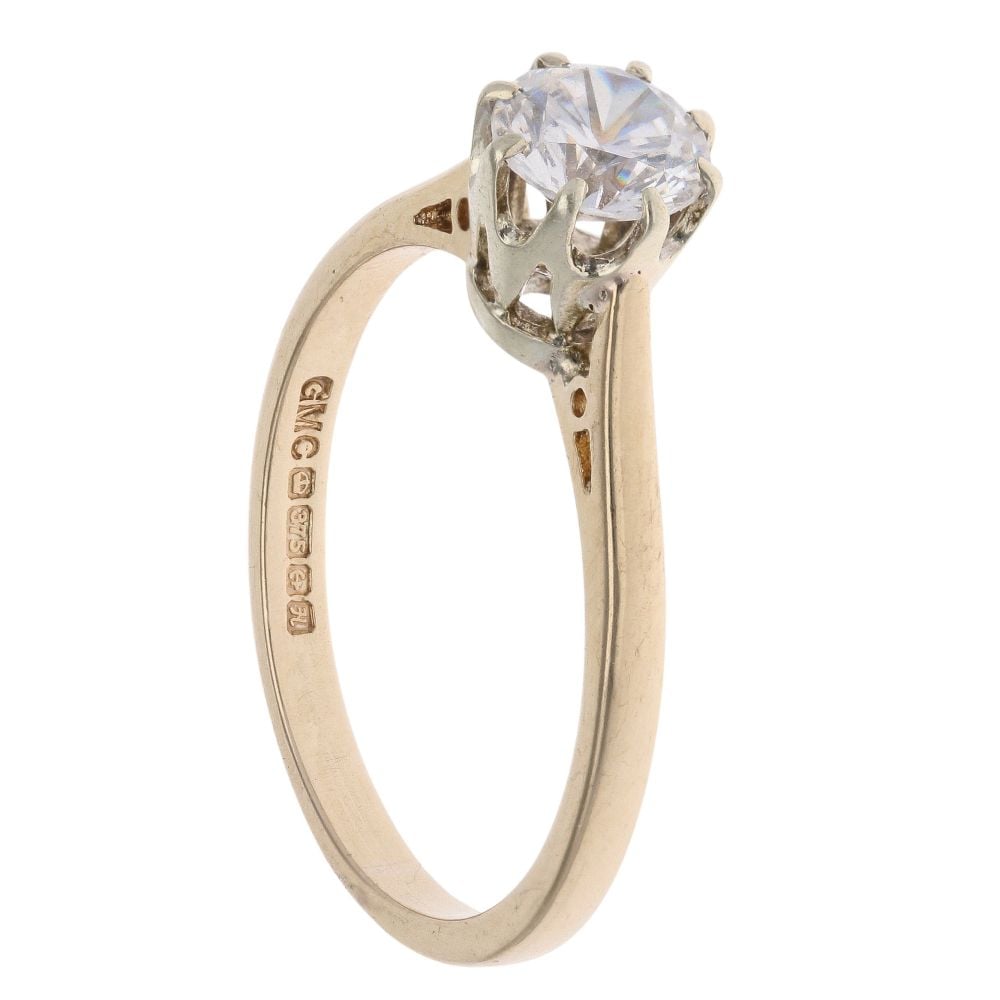 9ct Yellow Gold Cubic Zirconia Single Stone Ring