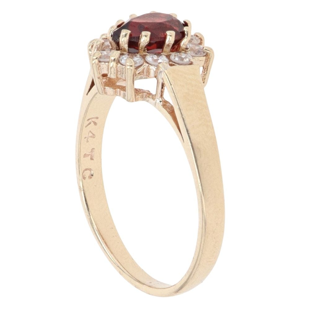 9ct Yellow Gold Garnet And Cubic Zirconia Cluster Ring