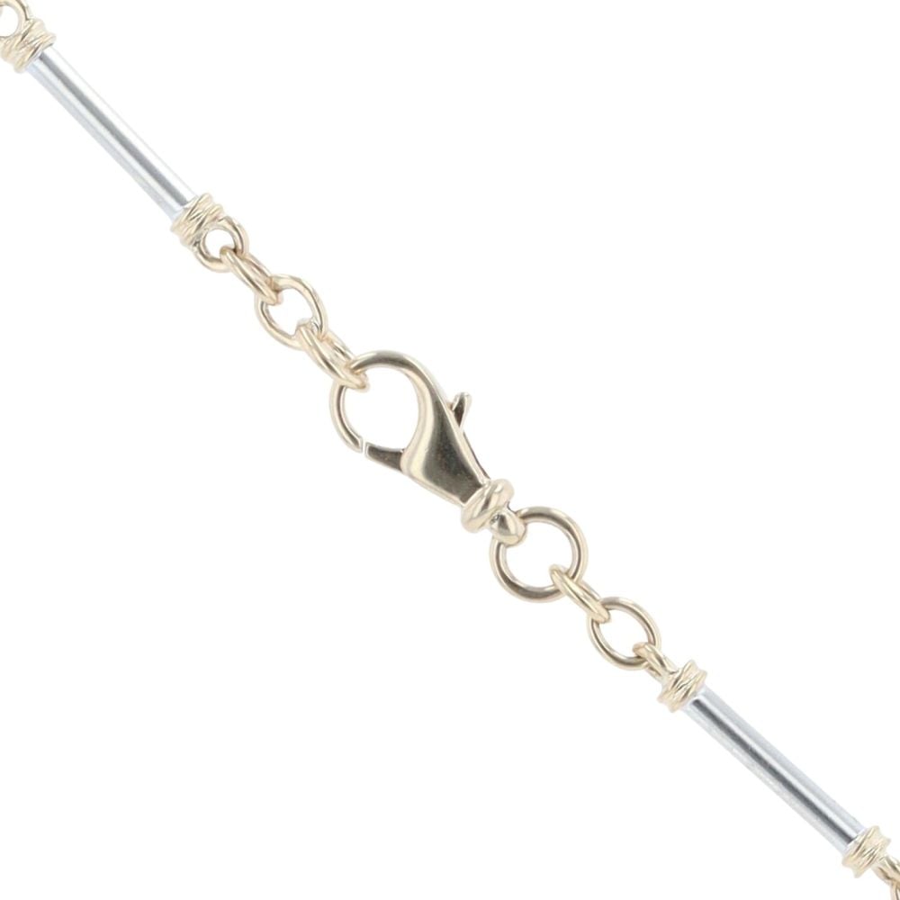 9ct Yellow And White Gold Fancy Bar Link Chain 18"