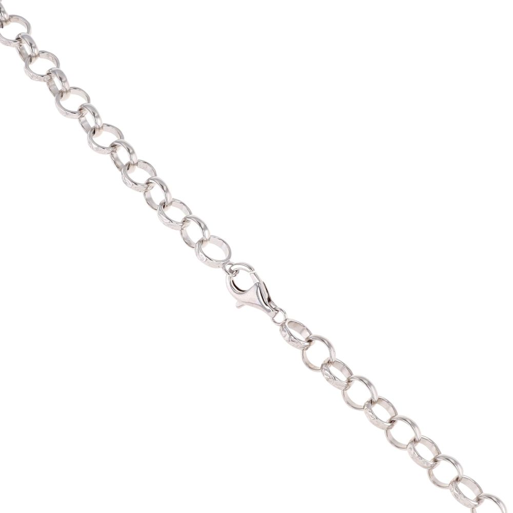 Silver Patterned And Plain Belcher Chain 20" By Icesia