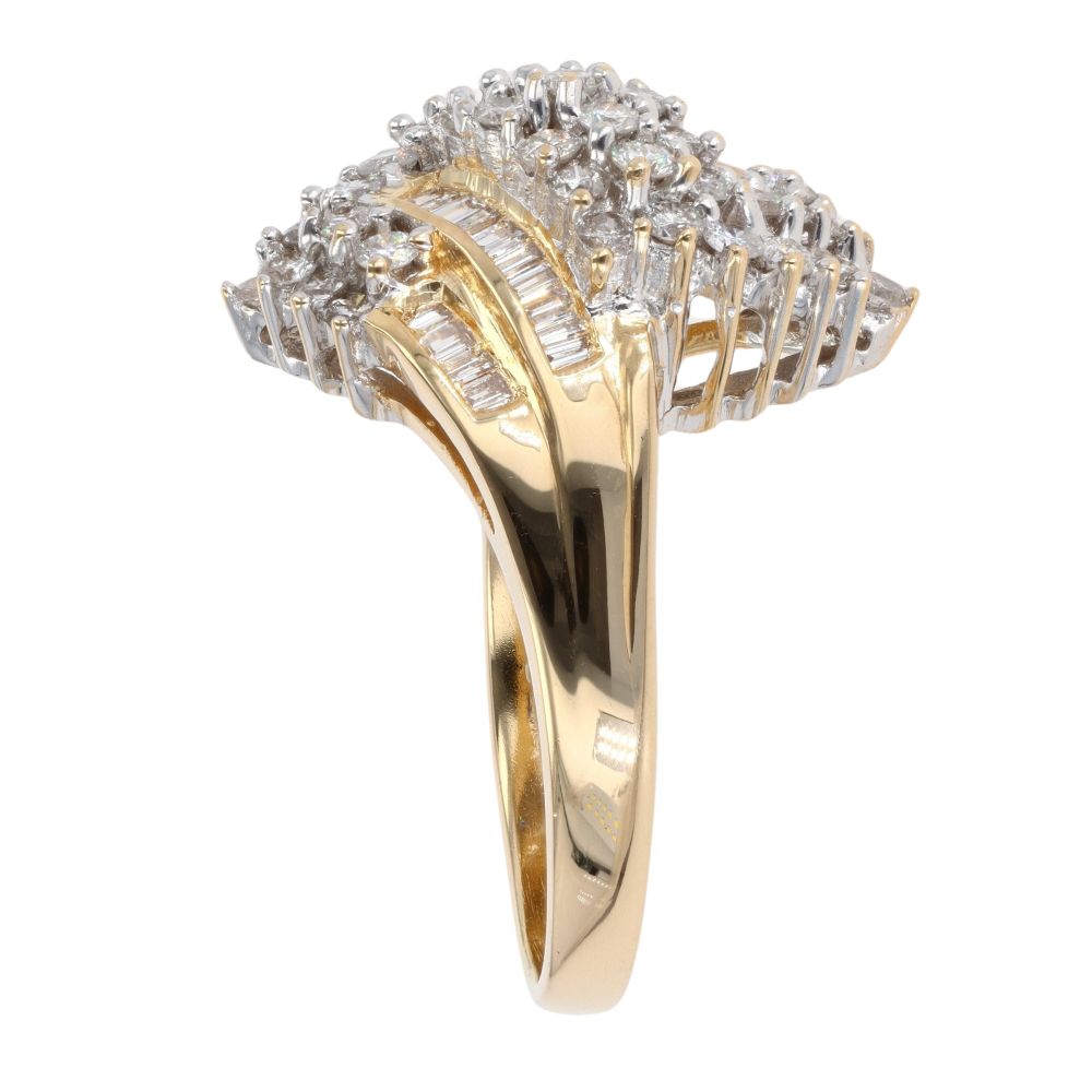 18ct Yellow Gold Brilliant And Baguette Cut 1.50ct Diamond Fancy Ring ...