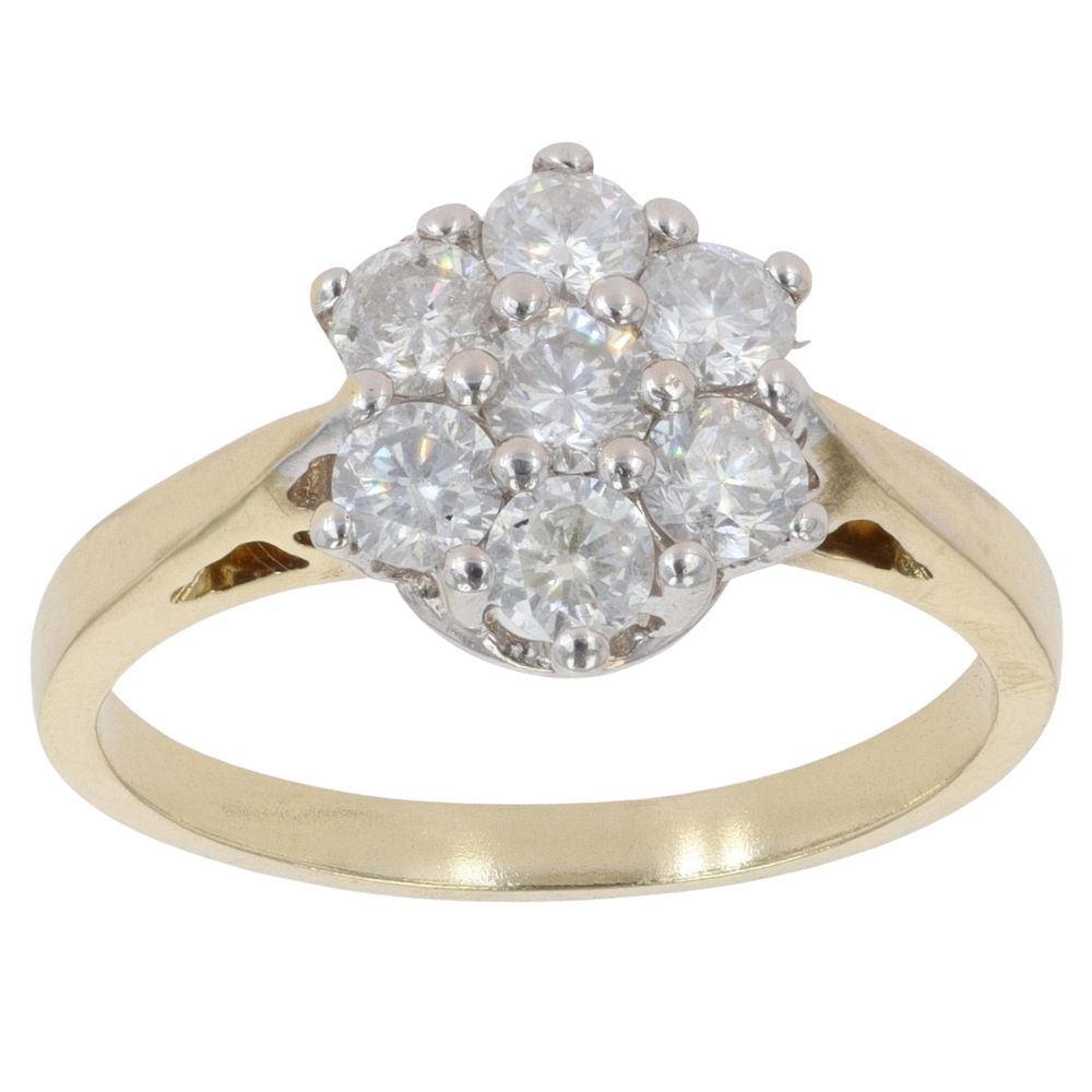 18ct Yellow Gold 1.00ct Diamond Cluster Ring
