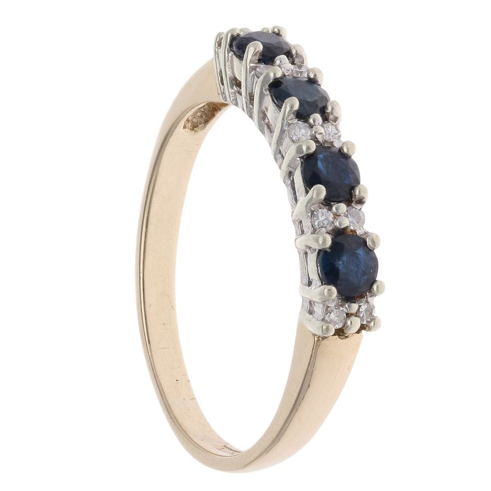 9ct Yellow Gold 0.10ct Diamond and Sapphire Fancy Ring
