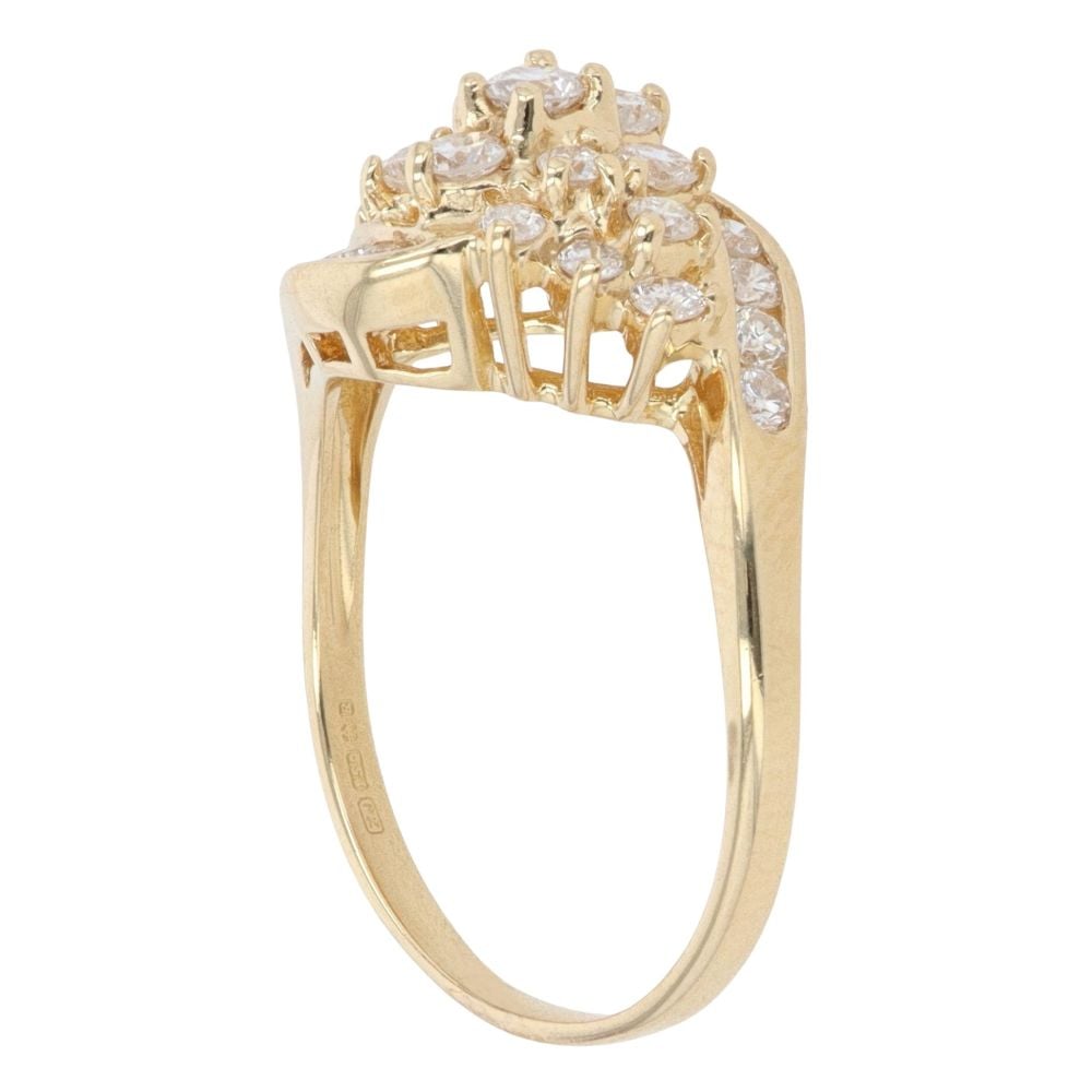 18ct Yellow Gold 0.65ct Diamond Cluster Ring
