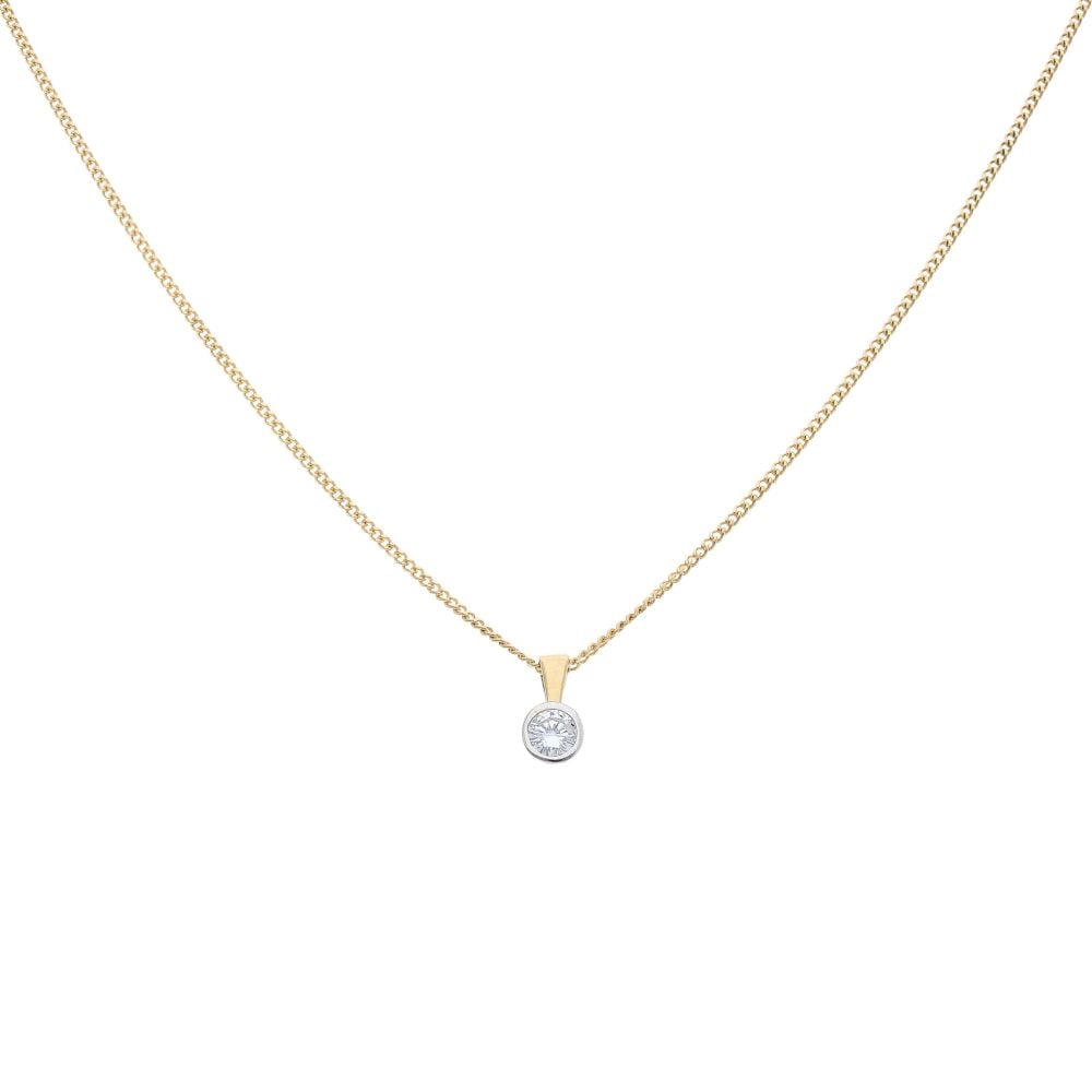 18ct Yellow Gold 0.25ct Brilliant Cut Diamond Solitaire Pendant And Chain 18"