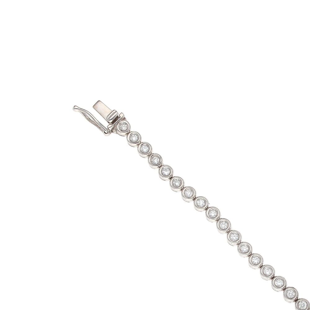 18ct White Gold Brilliant Cut 1.30ct Diamond Tennis Bracelet 7"