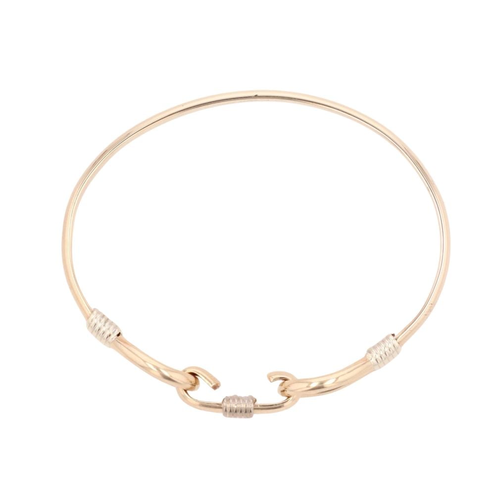 9ct Yellow And White Gold Fancy Hinged Bangle