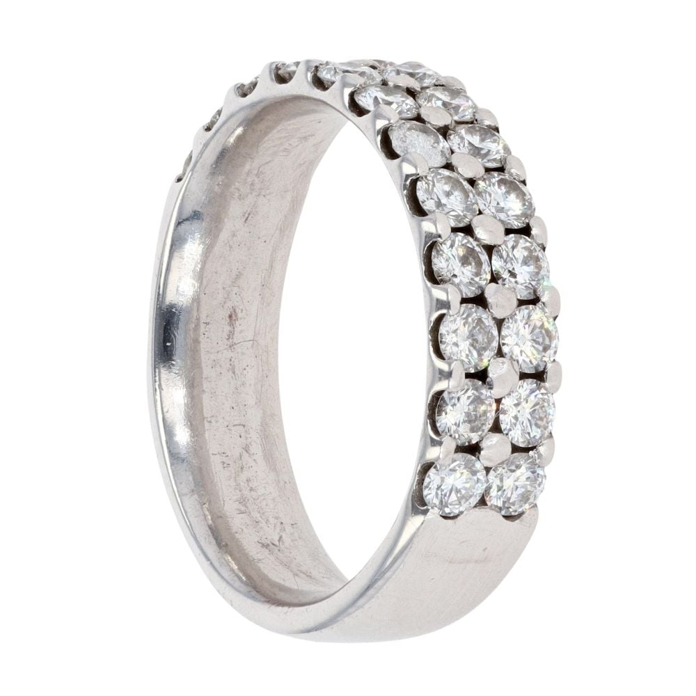 9ct White Gold 1.35ct Diamond Two Row Eternity Ring